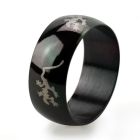 srb33 black anodized stainless steel ring with lizard design