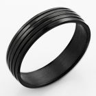 srb60 black stainless steel ring with 4 ribbed band design