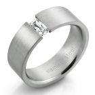 src4 matte stainless steel ring with 3x6mm clear crystal