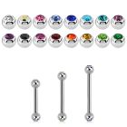 steel barbell, 20g (0.8mm) with two 2.5 bezel jewel balls