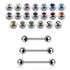 steel eyebrow barbell 1mm w 3mm bezel set jewel balls