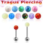 steel tragus piercing 20g w 3mm synthetic opal top ball