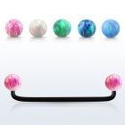 subto5 black steel surface barbell w 5mm synthetic opal balls