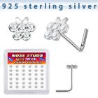 sxbufc36 silver nose studs 22g butterfly clear crystals 36