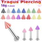 tlbbecn3 labret tragus acero 316l base redonda 2 5mm tragus piercing cono playa acrilico uv 3mm distribuidor mayorista