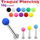 tlbsab3 316l steel tragus labret 16g w a 3mm solid color ball 