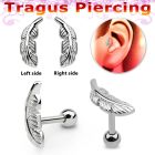 trg29 piercing tragus acero quirurgico pluma hacia izquierda derecha bola acero liso 3mm inferior mayorista