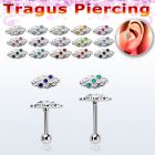 trg40 piercing barbell tragus acero 316l hoja tres cristal la esta plata distribuidor