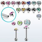trgfrd steel tragus barbell w multi crystal tri star top