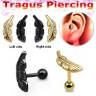 trgt2918 anodized 316l steel tragus piercing w feather top 18g