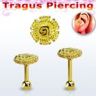 trgt39 gold 316l steel tragus piercing, 16g w plain flower top