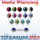 ubber23e barbell ceja helix titanio g23 bolas 3mm multi cristal colores distribuidor mayorista