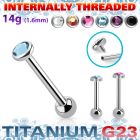 ubbimfb5 titanium barbell 14g flat crystal top ball internal