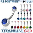 ublk20a surtido piercings 24 piercings ombligo doble joya titanio g23 bolas joya bisel 5 8mm al por mayor
