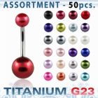 ublk310 surtido piercings 50 piercings ombligo titanio g23 bolas perlas falsas 5 8mm distribuidor mayorista