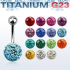 ubnfr10 piercing ombligo titanio g23 bola titanio 5mm bola multi cristal ferido 10mm mayorista