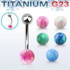 ubnop6 titanium g23 banana belly ring w 6mm synthetic opal ball