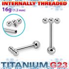 uhein53 titanium g23 barbell 16g three balls ball internal