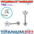 uhein54 titanium barbell 16g flower cz ball internal