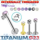 ulbin24 titanium g23 labret three balls cluster cz internal