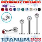ulbjb3i titanium g23 internal labret jewel ball