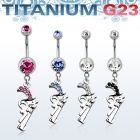 umcd358 piercing ombligo titanio g23 bolas joya bisel 5 8mm pistola cristal 10mm distribuidor