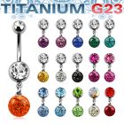 umcd626 piercing ombligo titanio g23 bolas joya bisel 5 8mm bola multi cristal 8mm 10mm venta