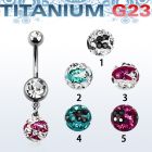 umcd626c piercing ombligo titanio g23 bolas 5 8mm joya bisel bola multi cristal ferido 8mm rayas cebra venta