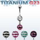 umcd626d piercing ombligo titanio g23 bolas 5 8mm joya bisel bola 8mm multi cristal ferido triple linea mayorista