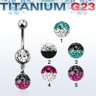 umcd626e piercing ombligo titanio g23 bolas 5 8mm joya bisel bola 8mm multi cristal colores mayorista