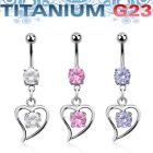 umcdz17 piercing ombligo titanio g23 bolas joya bisel 5mm 8mm corazon colgado zirconia redonda interior 10mm distribuidor