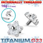 ushz15in high polished titanium g23 flower top cz prong set