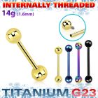 utbbsin pvd plated titanium barbell 14g balls internal