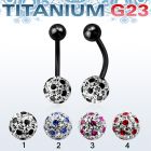 utbnfr8a piercing ombligo titanio g23 anodizado bola titanio 5mm bola multi cristal ferido 8mm puntos venta