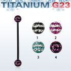 utinfr5d barbell industrial titanio g23 anodizado bolas multi cristal 5mm triple linea distribuidor
