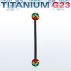 utinfr5r barbell industrial titanio g23 anodizado bolas multi cristal 5mm rayas colores rasta distribuidor