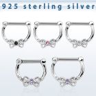 vsepk14 septum clip plata 925 colgante alto barra cierre acero 316l arco zirconia centro al por mayor