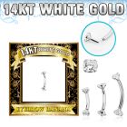 wbnz 14k white gold eyebrow banana clear cz