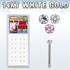 wgbzsm caja display 24 piercing nariz hueso oro blanco 14 kts 0 6mm zirconia redondas 1 5mm distribuidor