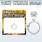 whz2 14kt white gold nose hoop w 2mm round clear cz stone