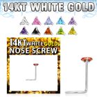 wsztc1 14kt white gold nose screw, w 3mm triangle cz stone