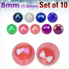 xabuvb8 set of of 8mm ab coated acrylic balls w 1.6mm threading