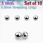 xbal3xs pack 10 bolas acero quirurgico brillo espejo 3mm rosca venta