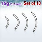 xbn16g pack 10 barras bananas ceja acero 316l brillo espejo rosca 6mm 14mm distribuidor