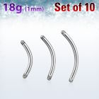 xbn18g pack 10 barras banana ceja acero quirurgico brillo espejo rosca 1 0mm distribuidor