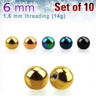 xbt6g pack 10 bolas acero quirurgico anodizado 6mm rosca venta