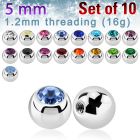 xjb5s pack 10 bolas acero quirurgico brillo espejo 5mm cristal bisel rosca al por mayor