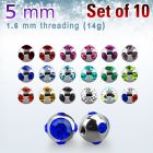xmjb5 pack 10 bolas multi joya acero 316l brillo espejo 5mm 1 cristal 4 cristal lados rosca venta