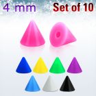 xsacn4 set 10 conos acrilicos colores solidos 4mm rosca mayorista