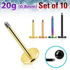 xtlb20g nodized 316l steel labret posts 20g 10pcs